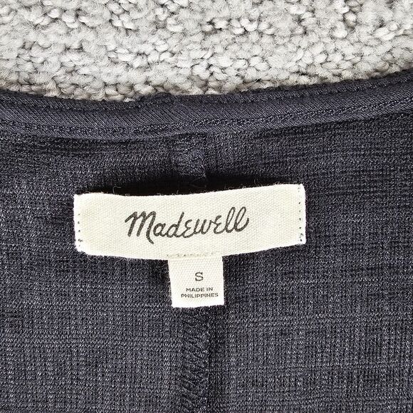 Madewell Faux Wrap Cross Front Flutter Sleeve Mini Dress Black Small Minimalist - Picture 3 of 12